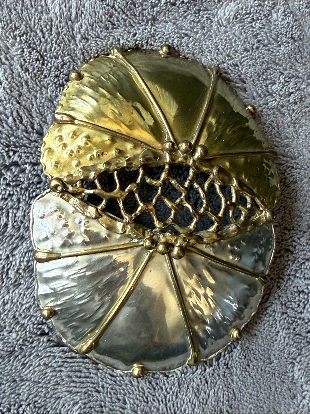 Vintage MCM 2 tone belt/scarf slide, artisan unsigned. Non magnetic - Picture 3 of 8